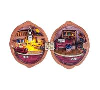 Maison miniature en noyer - Petite bibliothèque, studio de bricolage en résine, design fin avec lumière intérieure secrète, jolie décoration de maison de pour et adultes