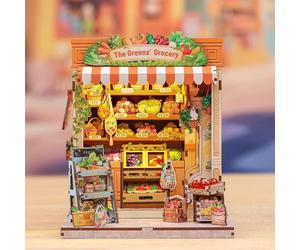 Maison Miniature L'Épicerie Verte DIY - 301 pièces et éclairage LED