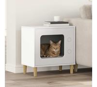 Maison moderne pour chat en bois blanc 51 x 30 x 52 cm avec un design spacieux et une surface facile d'entretien comme refuge élégant