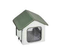 Maison Niche Abri Chat Surélevé Chauffé Extérieur Coussin Chauffant Vert S