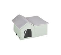 Maison Niche Chat Chauffante Extérieur Pliable Coussin Chauffant Vert L