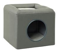 Maison niche - PawHut - pour chat 2 niveaux avec coussin moelleux en peluche habitat - bois - 36 5x36 5x33cm - gris