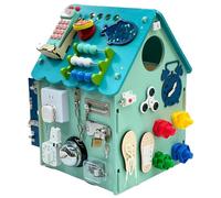 Maison Occupée, Jouet Planche D'activités en Bois pour Tout-Petits avec Espace de Rangement Intérieur, Boîte À Musique, Interrupteur, Trieur, Engrenages, Horloge, Apprentissage Blue (Music Telephone)