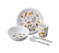 MAISON PETIT JOUR, Coffret Cadeau 5 Pièces L'Aventure, Set Repas Enfant, Multicolore, Mélamine, 6 Mois+, Vaisselle Ergonomique, Cadeau de Naissance