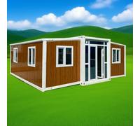 Maison pliable avec conteneur portable préfabriqué pour la maison - Petite maison mobile de 20 à 12,2 m - Structure en acier - 2/3 chambres à coucher avec salle de bain et cuisine pour appartement