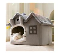 Maison Pliable for Chat, lit d'hiver Chaud for Chihuahua, Panier for Petits Chiens, Tapis de lit Chaud et Doux for Chat, chenil for Chiot, Sommeil Profond(Grey,M 44x36x39cm)