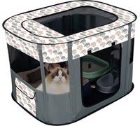 Maison pliante pour chats Lumière supérieure amovible Espace de livraison respirant Chenil pour animaux de compagnie L 90x70x60cm / 35.4x27.6x23.6in Gris