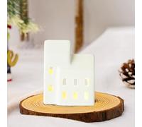 Maison Porcelaine Noel, Céramique LED Petite Maison, Maison Photophore Porcelaine, Maison en Porcelaine Mate avec Pied, pour Bougie Chauffe-Plat, Petite Maison Blanche Ceramique de Noel (B)