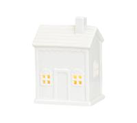 Maison Porcelaine Noel, Céramique LED Petite Maison, Maison Photophore Porcelaine, Maison en Porcelaine Mate avec Pied pour Bougie Chauffe-Plat, Petite Maison Blanche Ceramique de Noel (A)