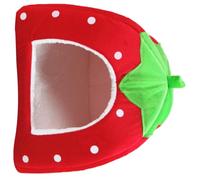 Maison pour Animaux de Compagnie Fraise Pliable pour Chat et Chiot | Coton, Peluche et Mousse, Entretien Facile, Légère à Déplacer, Rouge, pour Repos Quotidien des Animaux