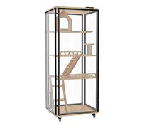 Maison pour animaux de compagnie Maison pour animaux de compagnie Maison pour chat en verre panoramique Grand espace cage pour chat Maison pratique en bois Maison pour chat pour animaux de compagnie M