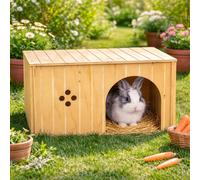 Maison pour animaux en bois avec tunnel, convient aux lapins, cochons d'Inde et autres petits animaux de compagnie, offrant un abri parfait pour les petits animaux Taille Uniquebois