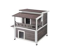 Maison Pour Chat 75x75,1x82cm 2 Etages Comprend Un Balcon Des Volets En Transparent