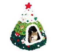 Maison pour Chat, abri tricoté Doux en Forme d'arbre - Lit Chaud sur Le thème de Noël | pour Chiot, Petit Animal Domestique extérieur Maison Hiver Dormir