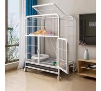 Maison pour chat avec bac à litière - Villa mobile intérieur/extérieur, construction en métal durable, cage pour chats sauvages
