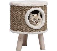 Maison pour chat avec pieds en bois 41 cm Herbiers marins marron G