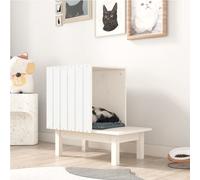 822453 vidaXL Maison pour chat Blanc 60x36x60 cm Bois de pin massif Blanc G