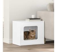 Maison pour chat Blanc brillant 51 x 30 x 42,5 cm Matériau bois | Design moderne, lignes épurées, forme rectangulaire, intérieur, salon, accessoires de montage inclus, entretien facile