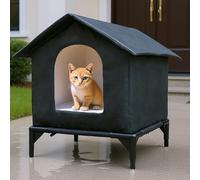 Maison pour Chat Chauffée pour l'hiver Extérieur, Maison pour Chat Sauvage pour l'hiver, Abri pour Animaux De Compagnie Résistant Aux Intempéries avec Plancher Surélevé pour Jardin