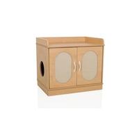 hjh LIVING Kittyhome 2 Niche pour chat en hêtre pour la maison 75 x 53 x 67 cm Peut également être utilisée comme litière pour chat, charge maximale 30 kg