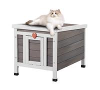 Maison pour Chat D'extérieur Résistante aux Intempéries-VEVOR-513x420x420 mm-Abri Spacieux en Bois à Deux Niveaux pour Chats