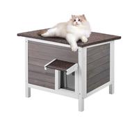 Maison pour Chat D'extérieur Résistante aux Intempéries-VEVOR-610x508x535 mm-Abri Spacieux en Bois à Deux Niveaux pour Chats