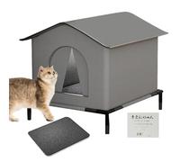 Maison pour Chat d'Extérieur Robuste Imperméable - Abri Extérieur avec Tapis et Sol Surélevé | Protection Thermique Isolée Caverne pour Chaton pour Terrasse Jardin Cour