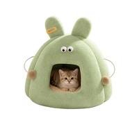 Maison pour Chat d'Intérieur, Design Lapin Douillet et Abri Mignon, Comprend Un Coussin Amovible et Un Lit pour Chat Fermé, pour Dormir Chatons De Noël en Extérieur Hiver