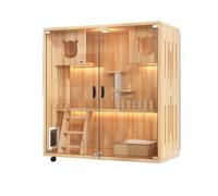 Maison pour chat en bois massif double couche Cage Maison Villa Nid pour chats
