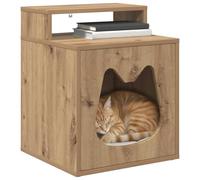 Maison pour Chat en Bois, Niche Nid Cabane pour Chat Intérieur Chêne Artisan 42,5x40x53,5 cm