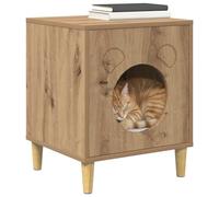 Maison pour Chat en Bois, Niche Nid Cabane pour Chat Intérieur Chêne Artisan 42,5x40x53 cm