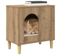 Maison pour Chat en Bois, Niche Nid Cabane pour Chat Intérieur Chêne Artisan 51x30x52 cm