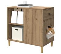 Maison pour Chat en Bois, Niche Nid Cabane pour Chat Intérieur Chêne Artisan 72x42.5x70 cm
