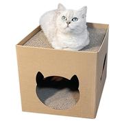 Maison pour Chat en Carton - Chapeau d'activité Pliable, nid de Chat ludique | Cube d'entretien des Griffes, Angle de Sommeil de détente Portable, Lieu de Repos décoratif pour Les fêtes