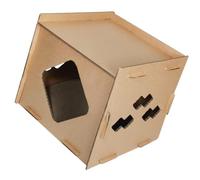 Maison pour Chat en Carton, Griffoir Carré à Deux Couches, Beige | Papier Ondulé, Usage Multiple, Résistant à L'usure, Protège Vos Meubles