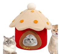 Maison pour Chat en Forme de Champignon, Lit Rond pour Chat, Lit apaisant en Peluche Moelleuse, Coussin pour Chat Lit de Chat Panier de Couchage Confortable et Lavable pour Chat