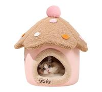 Maison pour Chat en Forme de Champignon, Lit Rond pour Chat, Lit apaisant en Peluche Moelleuse, Coussin pour Chat Lit de Chat Panier de Couchage Confortable et Lavable pour Chat