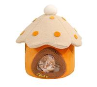 Maison pour Chat en Forme de Champignon, Lit Rond pour Chat, Lit apaisant en Peluche Moelleuse, Coussin pour Chat Lit de Chat Panier de Couchage Confortable et Lavable pour Chat