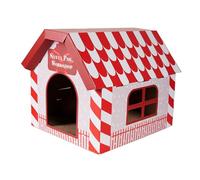Maison pour chat en plein air, en carton pour chat, lit à griffer, extérieur avec porte de niche, fenêtre d'intimité, abri en bois pour chats et animaux domestiques