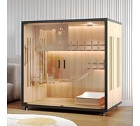 Maison pour chat et cage avec roues verrouillables - Villa en bois multi-niveaux pour chats et chatons