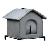 Maison pour Chat extérieure surélevée Niche d'extérieur for Chat, Chaude, Coupe-Vent et Lavable, idéale for l'hiver dans Le Jardin ou Garage. for, Parfaite for(M)