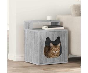 Maison pour chat - Gris Sonoma - 42,5 x 40 x 53,5 cm - Rectangulaire - Intérieur - Salon - Meuble pour chat avec kit de montage pour automne et hiver - Refuge confortable