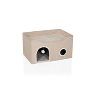Maison pour chat / grotte pour chat PAWY EB carrée / pliable avec jouet beige