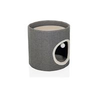 hjh LIVING Niche pour Chat avec Balle de Jeu, 38 x 38 cm, Pliable PAWY R, avec griffoir et Coussin en Peluche, Gris
