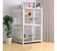 Maison pour Chat Interieur avec Espace de Rangement, Cage pour Chat Adulte Stable et Robuste for Extérieur, Cage for Chaton avec Porte Verrouillable(White,78 * 54 * 140cm)