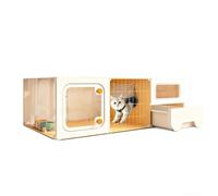 Maison pour Chat Intérieure avec Bac À Litière, Villa pour Chat Panoramique, Grand Enclos pour Chat avec Espace De Repos Espace De Repos Et D'activités Quotidiennes Spacieux(105x45x35cm)