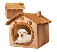 Maison pour Chat Lit Fermé Doux et Douillet en Peluche Chaude pour Chat | Lit d'Hiver Chaud en Peluche Noël Noël Confortable Doux Fermé Chien Lapin Petits Animaux Chambre Intérieure Salon Ba
