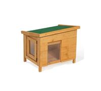 Maison pour chat niche en bois avec porte basculante à lamelles