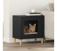 Maison pour chat noire 51 x 30 x 52 cm en bois | Design moderne, robuste, beaucoup d'espace, facile à nettoyer avec un chiffon sec