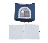 Maison pour Chat Pliable 2 Étages, Lit pour Chaton Escamotable, Caverne Multifonctionnelle avec Grattoir Doux, Maison Double pour Chats d'Intérieur, Matière en Tissu Durable, Facil (Navy Blue)